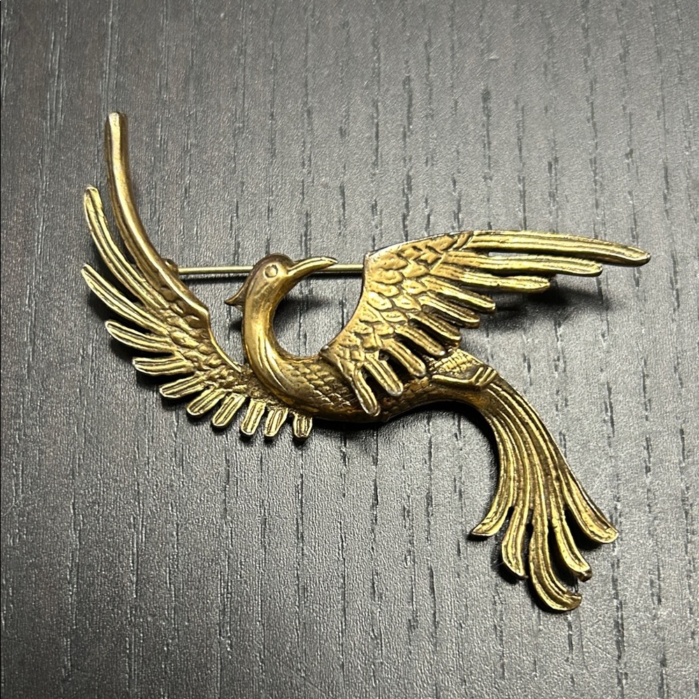 Art Deco Golden Bird Pin